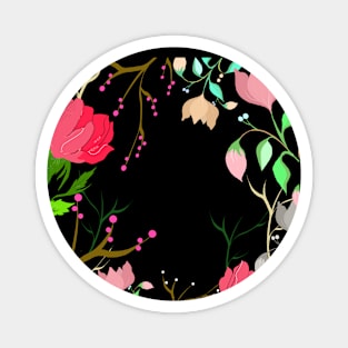 Black floral art Magnet